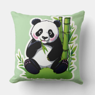 Panda-Bär frisst Bambusblätter Kissen