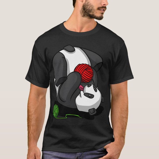 Panda Bär Garn Stricken T-Shirt (Vorderseite)