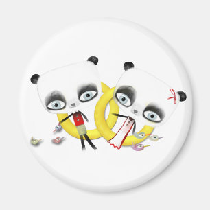 Panda Bär Hochzeit Süße Ringe Vögel Magnet