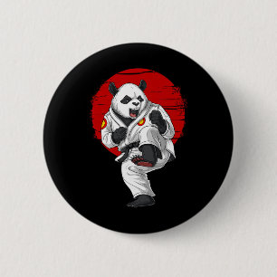 Panda Bär Karate Kickboxen Muay Thai Kampfsport Button