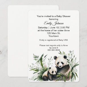 Panda Bär mit Baby Einladung
