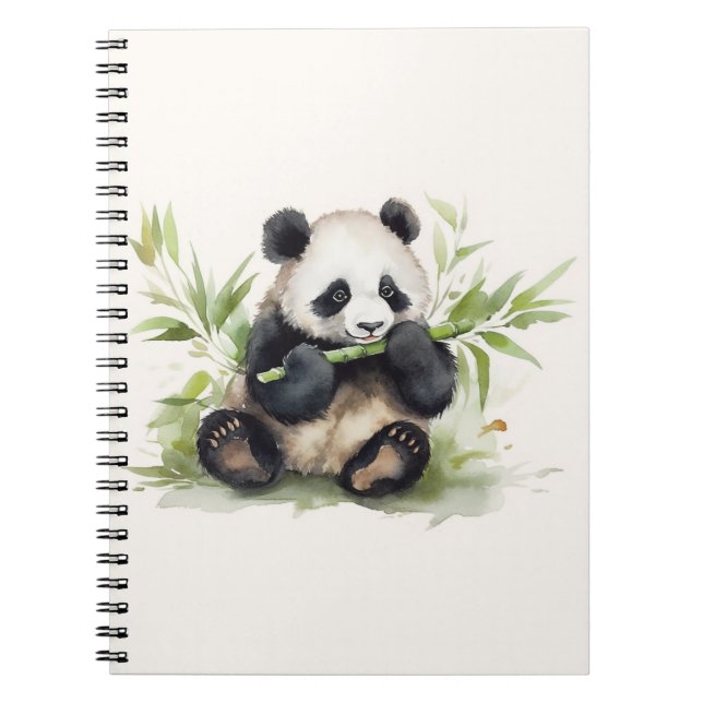 Panda Bär mit Bamboo Notizblock (Vorderseite)