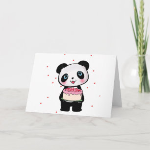Panda-Bär mit Cake-Fan-Enthusiasten am Geburtstag Karte