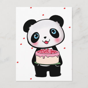 Panda-Bär mit Cake-Fan-Enthusiasten am Geburtstag  Postkarte