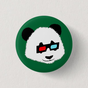 Panda-Bär mit Gläsern 3D Button