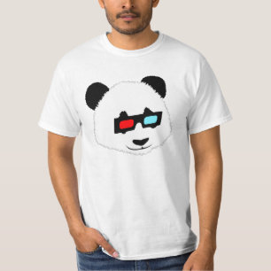 Panda-Bär mit Gläsern 3D T-Shirt