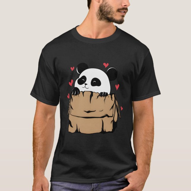 Panda Bär mit ihm im Karton T-Shirt (Vorderseite)