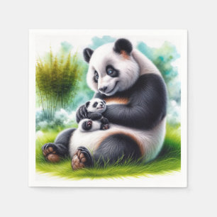Panda Bär mit ihrer Cube Serviette