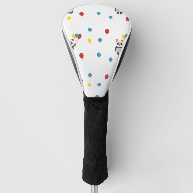 Panda Bär mit Luftballons weiß Golf Headcover (Vorderseite)