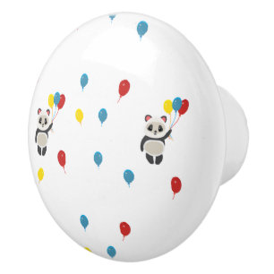 Panda Bär mit Luftballons weiß Keramikknauf