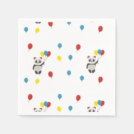 Panda Bär mit Luftballons weiß Serviette