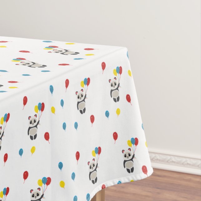 Panda Bär mit Luftballons weiß Tischdecke (Beispiel)