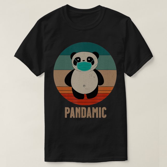 Panda Bär mit Maske Pandemic Pandamic Retro lustig T-Shirt (Design vorne)