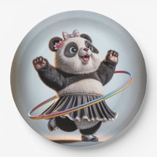 Panda Bär mit Regenbogen Hula Hoop Pappteller