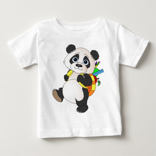 Panda-Bär mit Rucksack Baby T-shirt (Vorderseite)