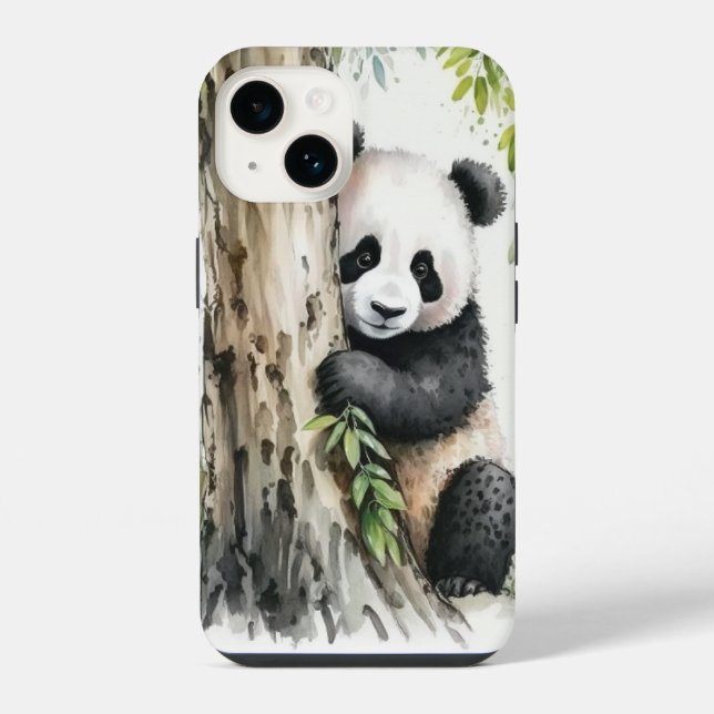 Panda Bär neben Baum iPhone Hülle (Rückseite)