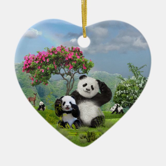 Panda-Bär-Paradies Keramik Ornament (Vorne)