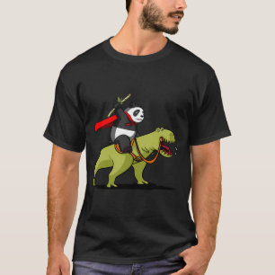 Panda Bär reitet T-Rex Dinosaurier T-Shirt