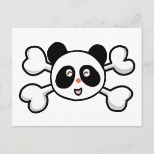 Panda-Bär-Schädel und Kreuzknochen Postkarte