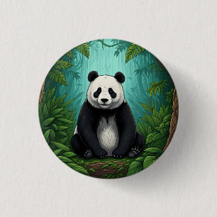 Panda-Bär sitzt auf einer Lichtung im Dschungel Button