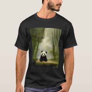 Panda-Bär sitzt im Clearing auf dem Bambusfeld für T-Shirt