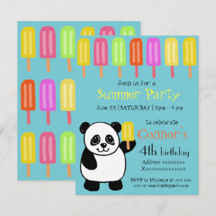 Panda Bär Sommerparty mit Popsicles Einladung