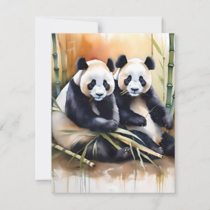 Panda-Bär-Studie A - Aquarelle Feiertagskarte