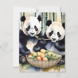 Panda-Bär-Studie C - Aquarelle Feiertagskarte