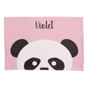 Panda-Bär TierKawaii scherzt personalisiertes Rosa Kissenbezug