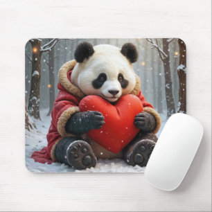 Panda Bär umarmt ein Herzkissen Mousepad