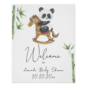 Panda Bär und Bambus - Willkommen Schaumstoffplatt Poster