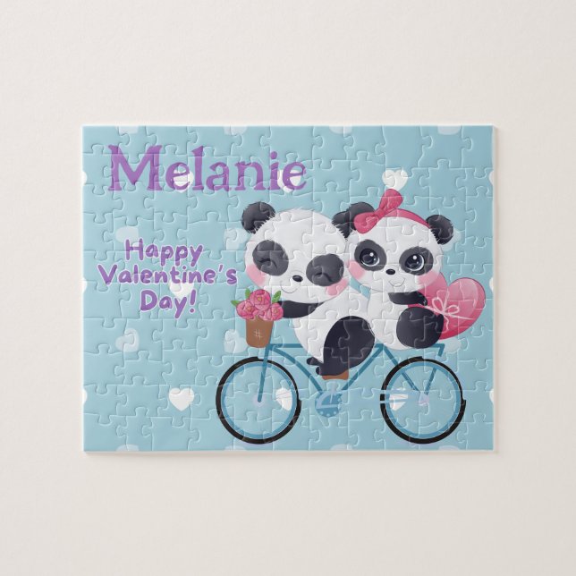 Panda Bär Valentins- benutzerdefiniertes Kinderpuz Puzzle (Horizontal)