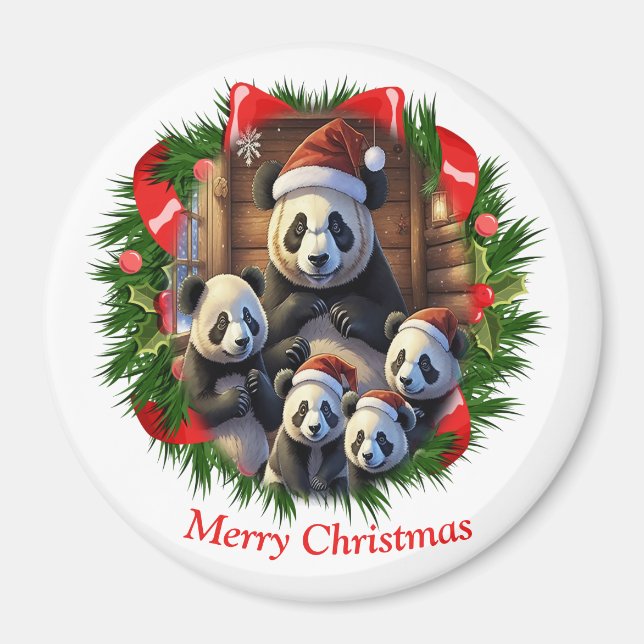 Panda-Bär-Weihnachten Magnet (Vorne)