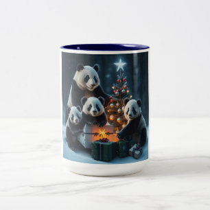 Panda-Bär-Weihnachten Zweifarbige Tasse