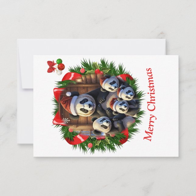 Panda-Bär-Weihnachtskarte Dankeskarte (Vorderseite)