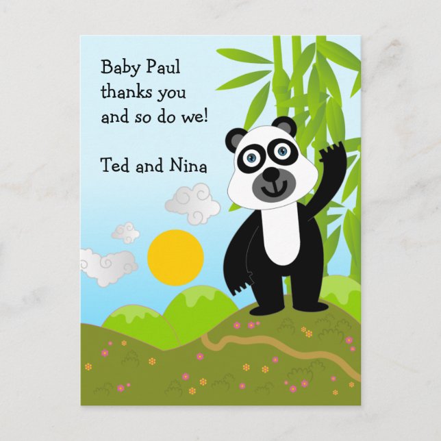 Panda Bären Birthday Vielen Dank Postkarte (Vorderseite)