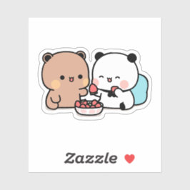 Panda Bären, Bubu und Dudu essen Erdbeeren Aufkleber