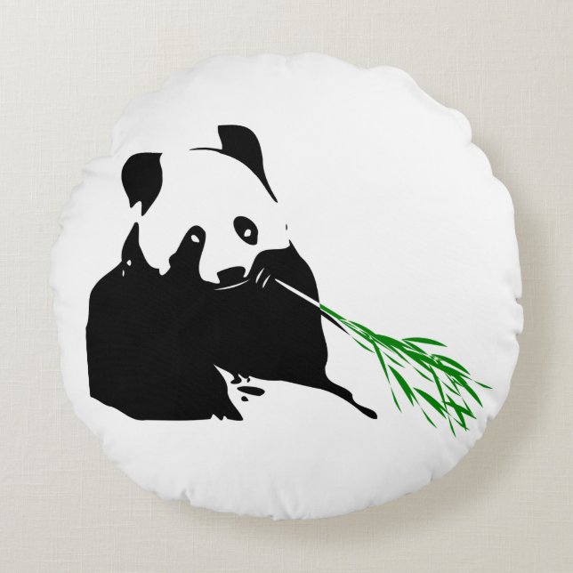 Panda Bären Design. Rundes Kissen (Vorderseite)