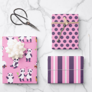 Panda-Bären-Geschenkpapier-Set aus 3 Geschenkpapier Set