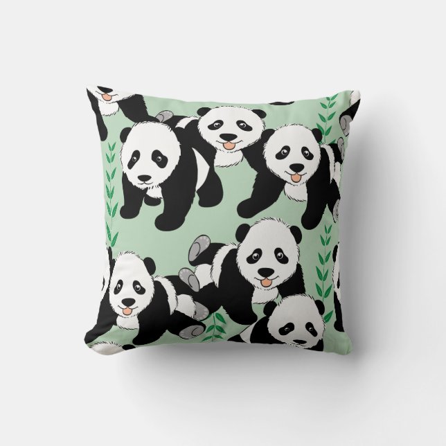 Panda-Bären grafisch Kissen (Vorderseite)