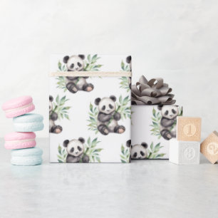 Panda-Bären in Bamboo-Blätter Geschenkpapier