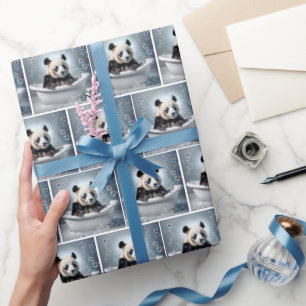 Panda-Bären in der Blase im Bad Geschenkpapier