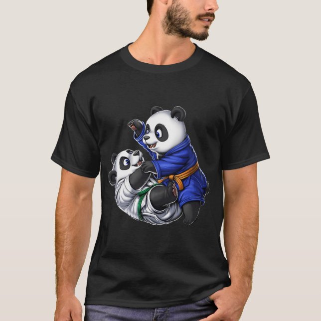 Panda-Bären Jiu-Jitsu-Ringer T-Shirt (Vorderseite)