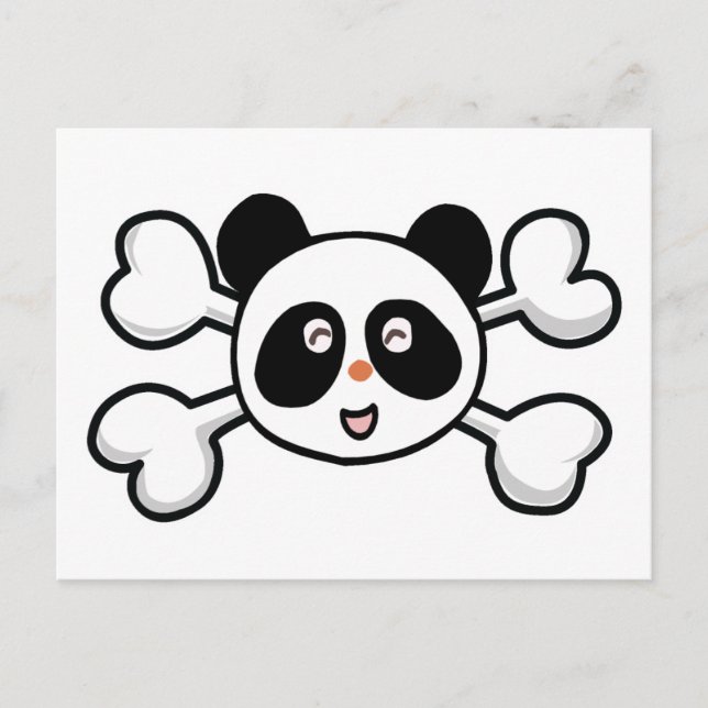 Panda Bären Skull und Crossbones Postkarte (Vorderseite)