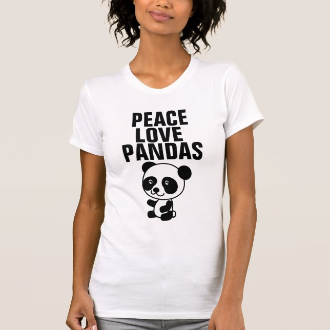 Panda Bären T - Shirt, Peace Liebe T-Shirt (Vorderseite)
