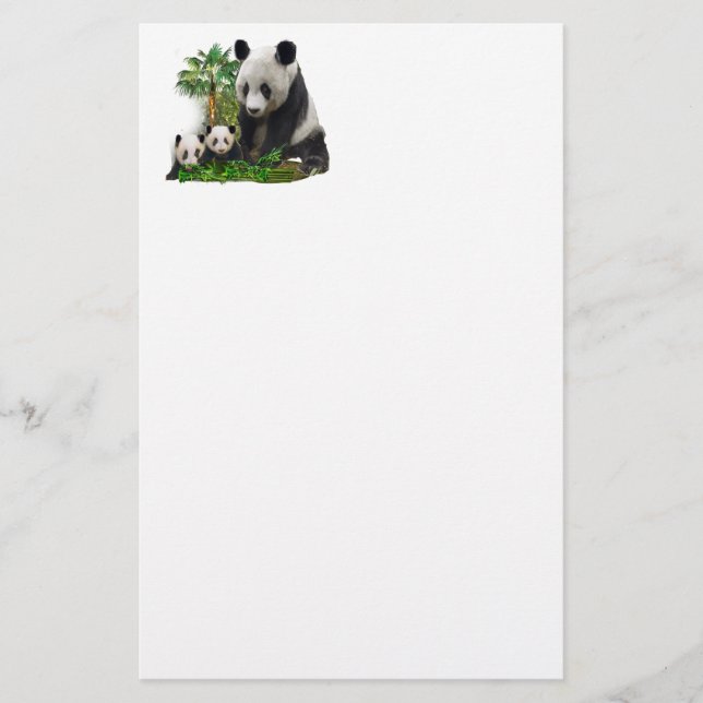Panda Bären und Knochen Kunst Briefpapier (Vorderseite)