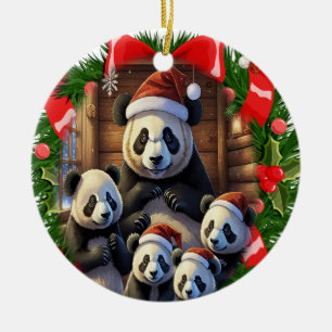 Panda Bären Weihnachten Keramik Ornament