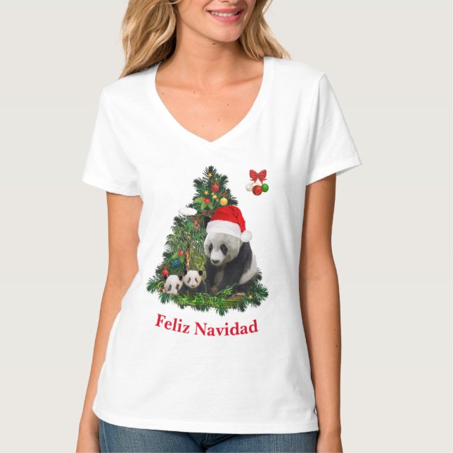 Panda Bären Weihnachts-T - Shirt (Vorderseite)