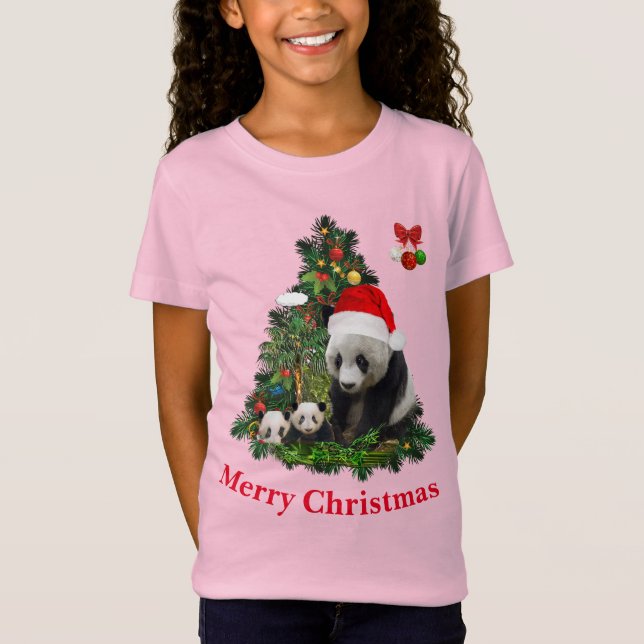 Panda Bären Weihnachts-T - Shirt (Vorderseite)