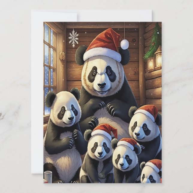 Panda-Bären-Weihnachtskarte Feiertagskarte (Vorderseite)